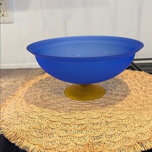 Blue and Yellow Glass Bowl